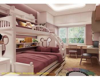 Thiết kế phòng ngủ giường tầng cho bé gái ở căn hộ Văn Phú Hà Đông 